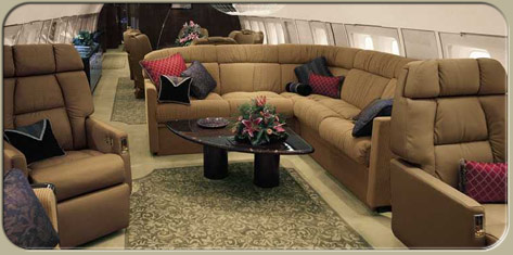 BBJ lounge cabin interior